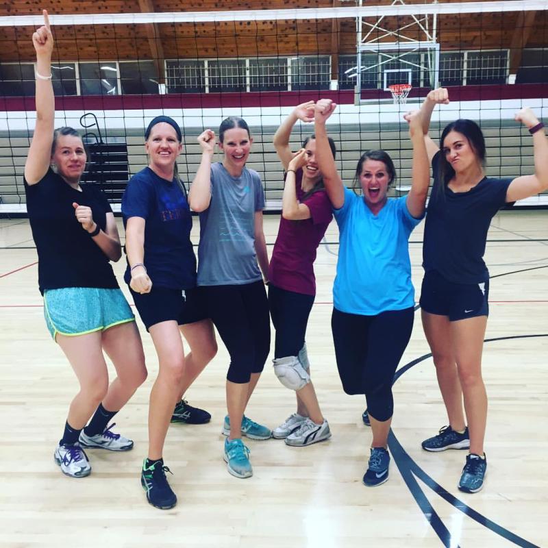 Women playing volleyball at one of Mesa's community centers 