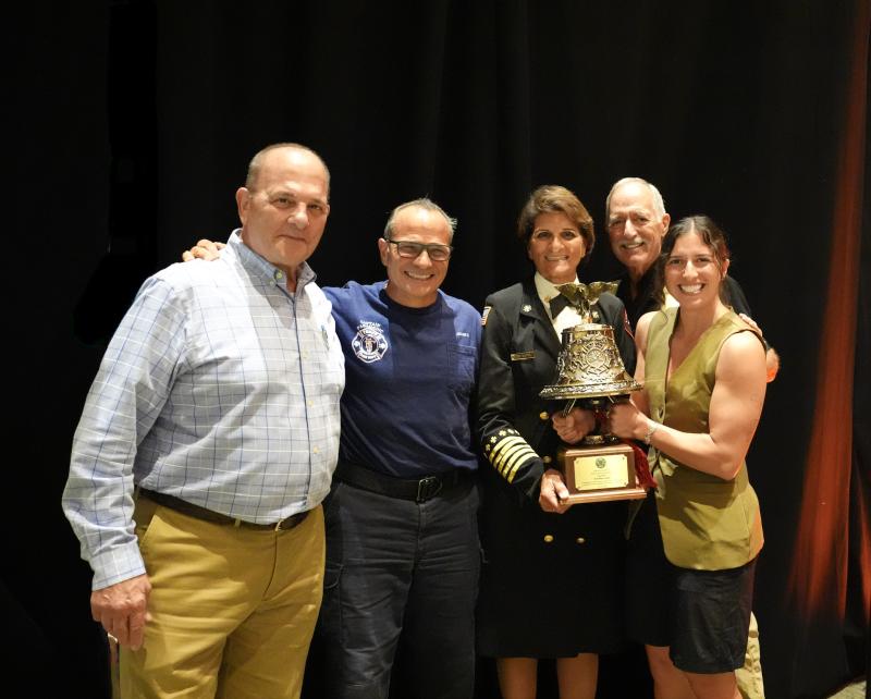 L-R Gil Damiani (brother, retired Mesa fire), Glen Damiani (brother, Tempe fire), Chief Mary Cameli,